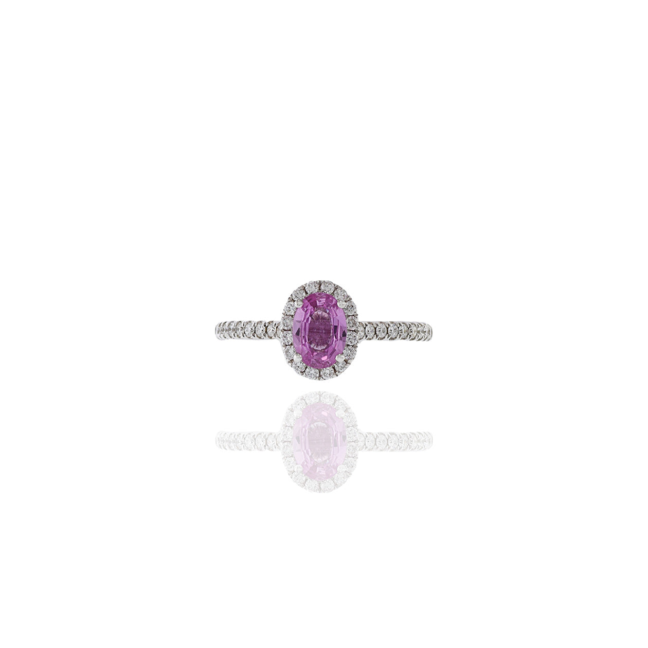 18KT White Gold Pink Sapphire and Diamond Ring