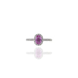 18KT White Gold Pink Sapphire and Diamond Ring