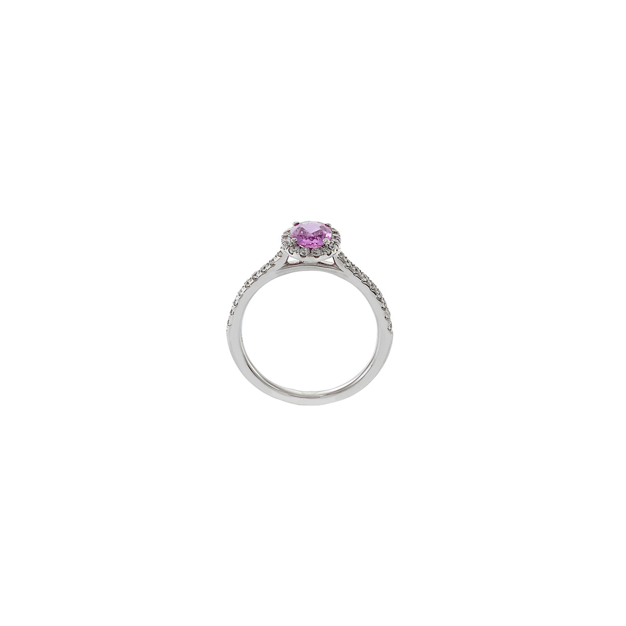 18KT White Gold Pink Sapphire and Diamond Ring