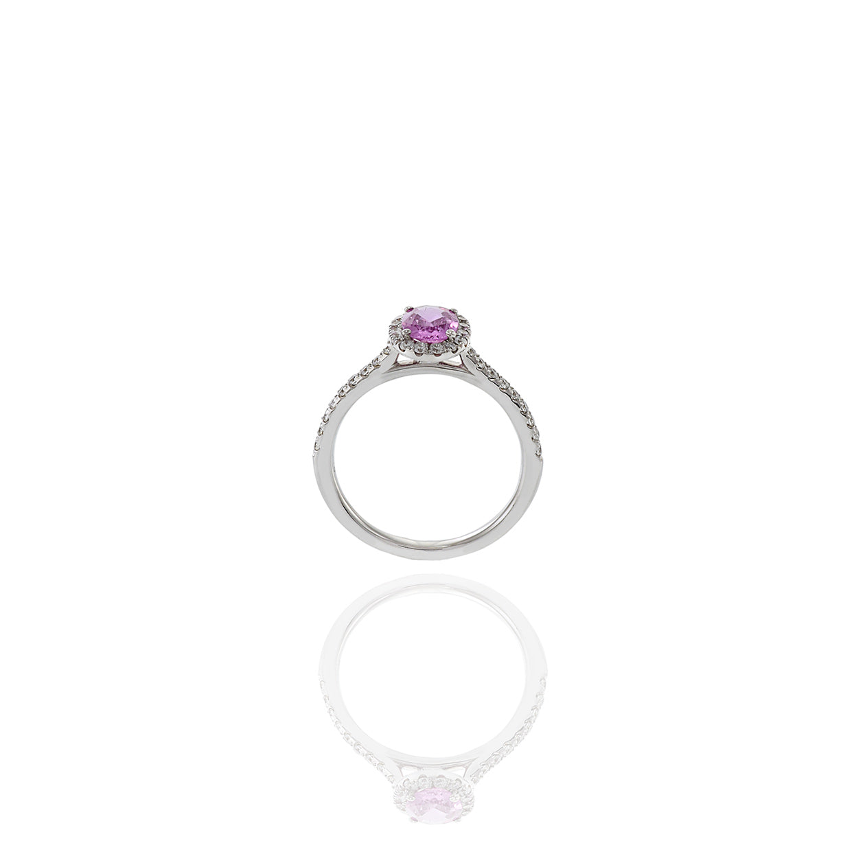 18KT White Gold Pink Sapphire and Diamond Ring