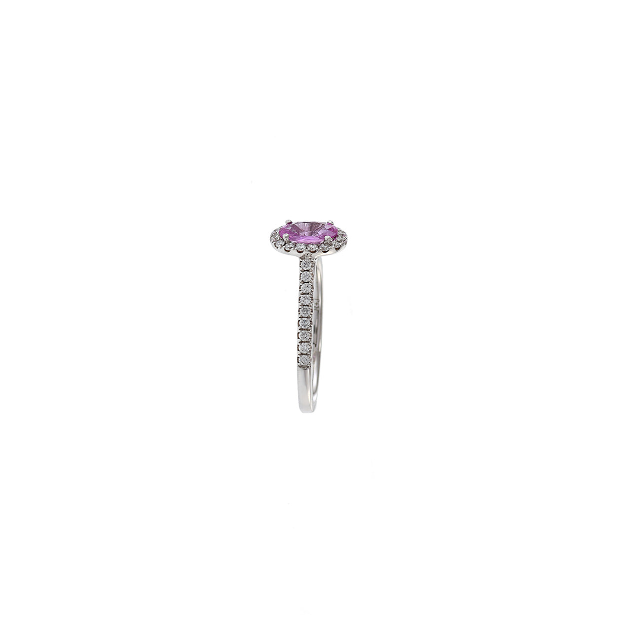 18KT White Gold Pink Sapphire and Diamond Ring