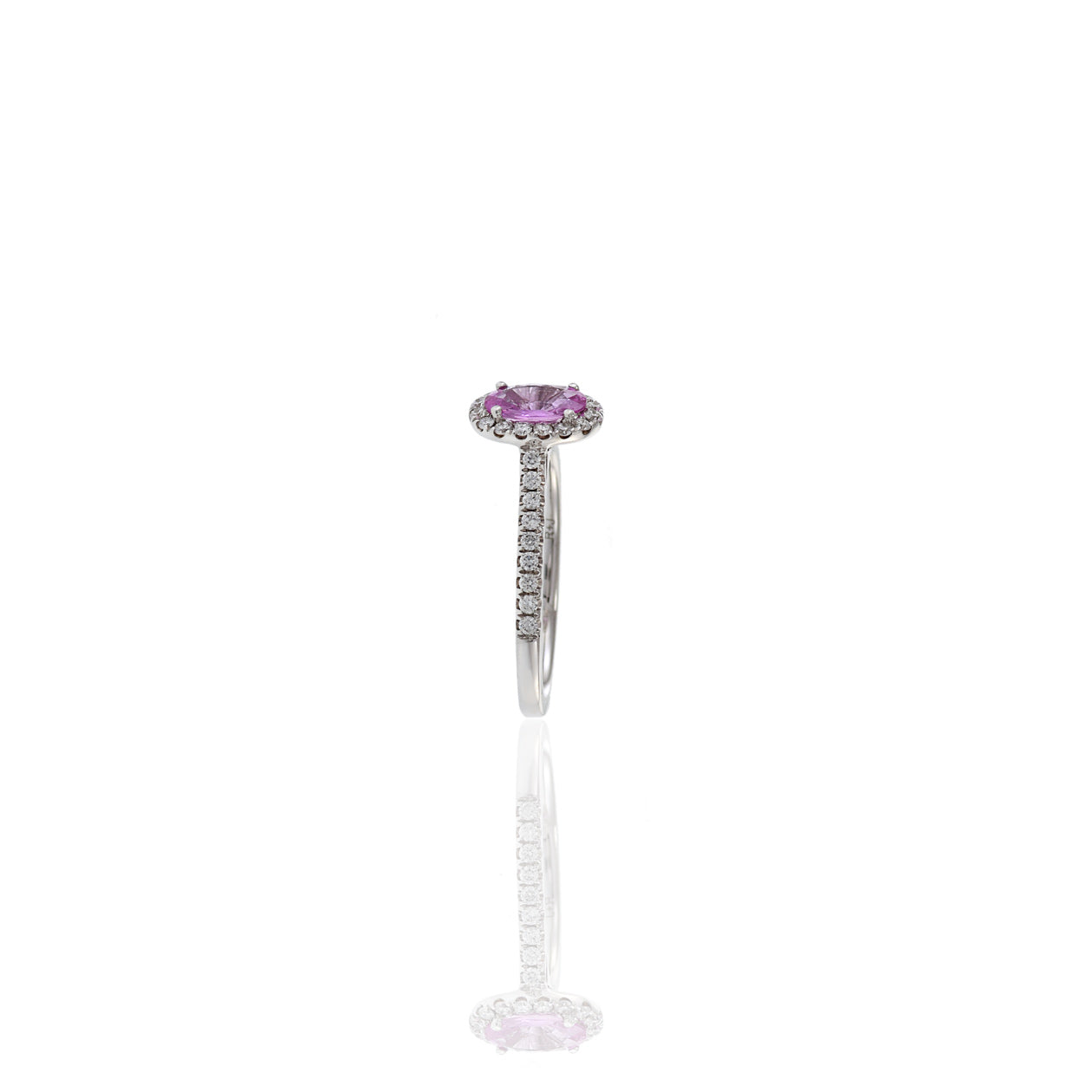 18KT White Gold Pink Sapphire and Diamond Ring