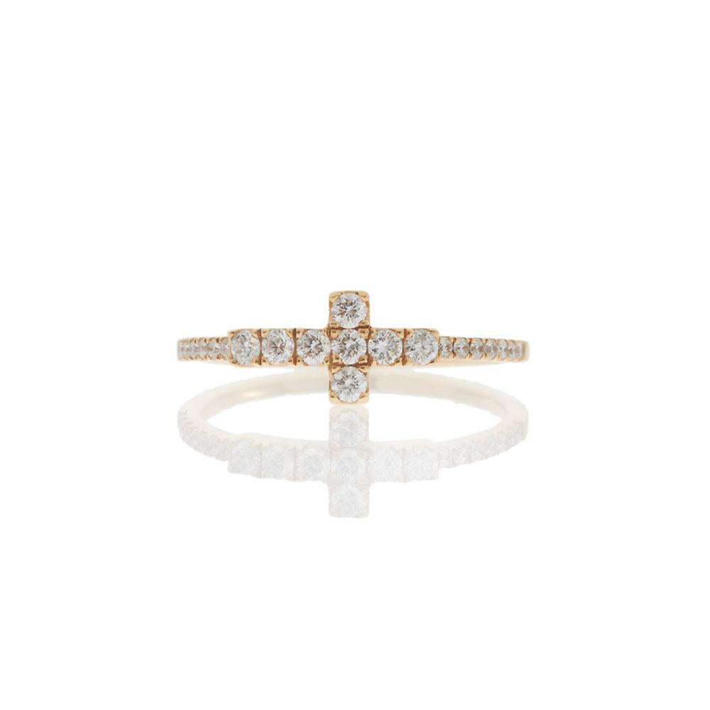18KT Rose Gold Diamond Cross Ring