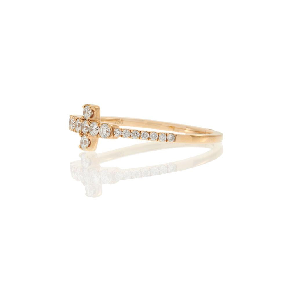 18KT Rose Gold Diamond Cross Ring