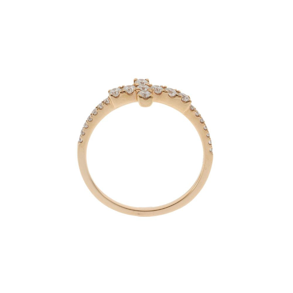 18KT Rose Gold Diamond Cross Ring