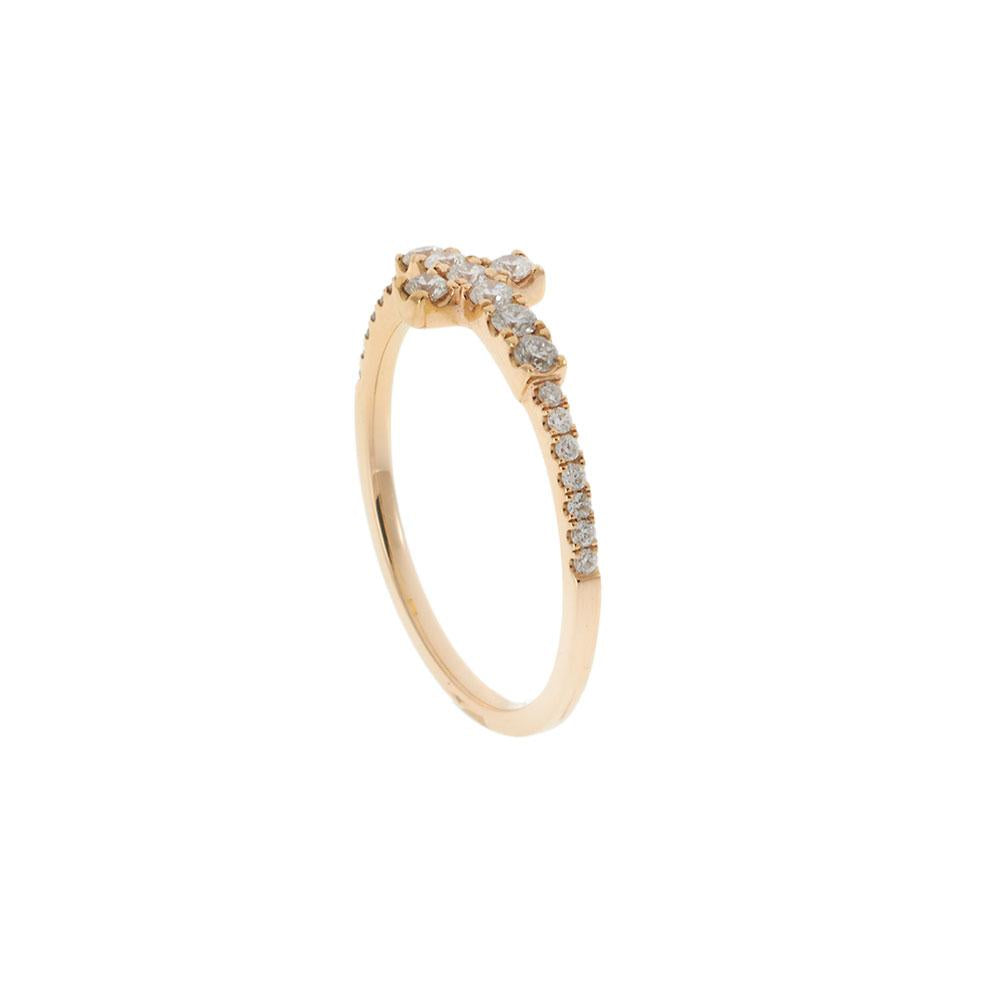 18KT Rose Gold Diamond Cross Ring