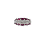 Estate 18KT White Gold Ruby And Pave Diamond Ring