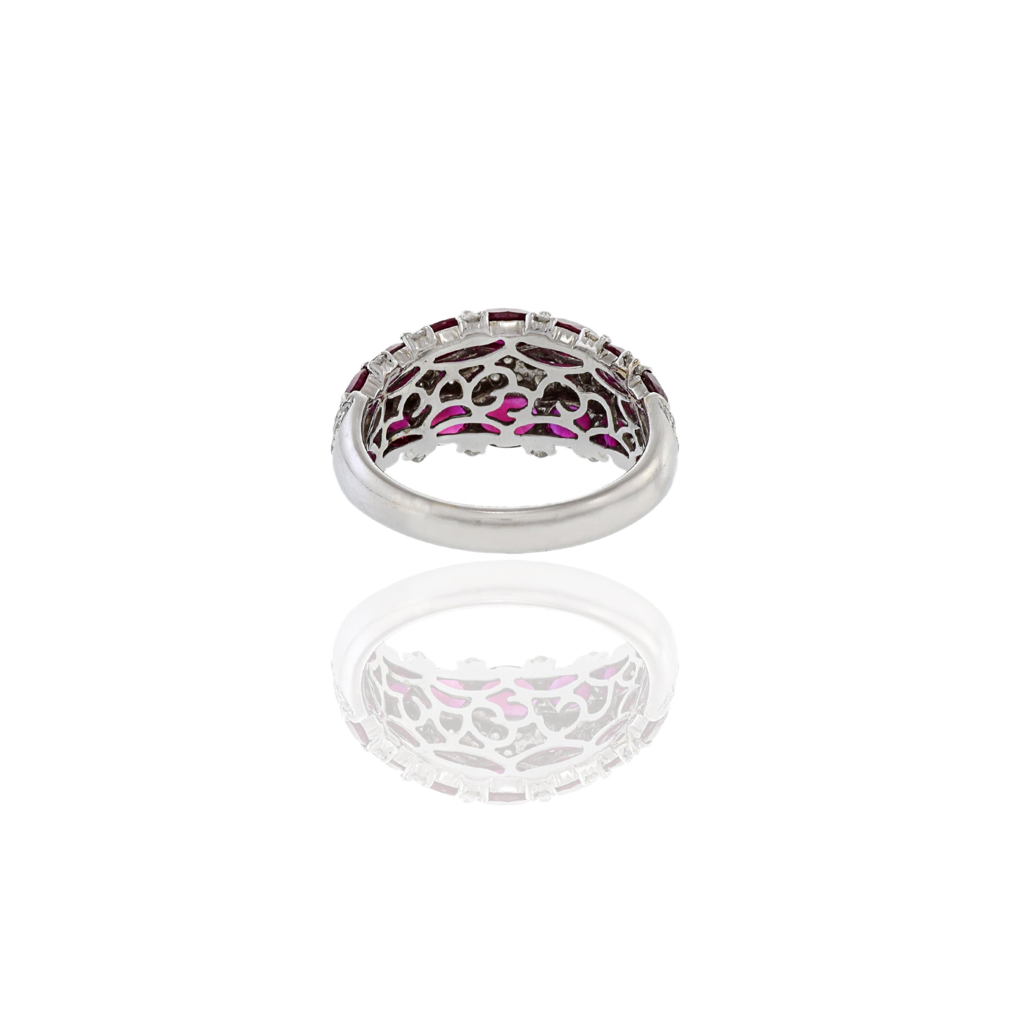 Estate 18KT White Gold Ruby And Pave Diamond Ring