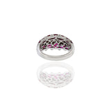 Estate 18KT White Gold Ruby And Pave Diamond Ring