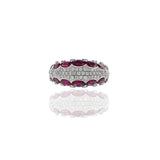 Estate 18KT White Gold Ruby And Pave Diamond Ring