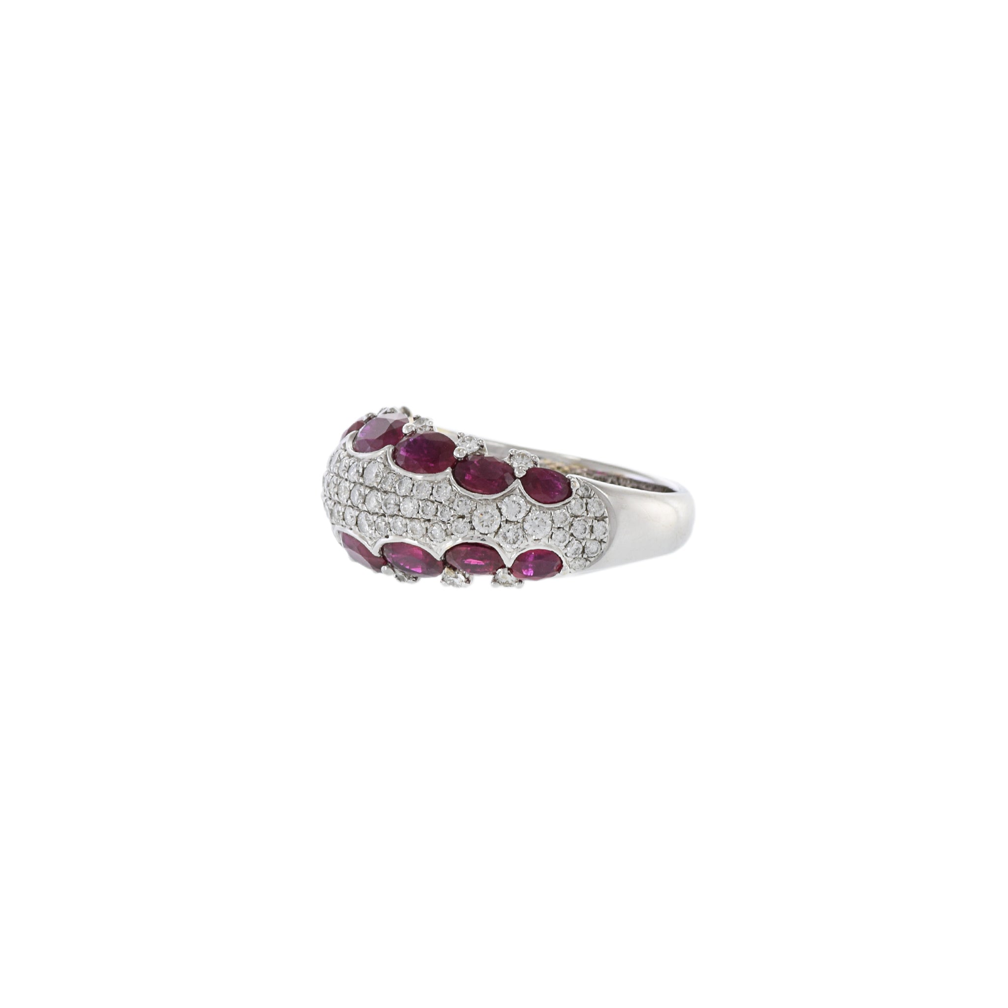 Estate 18KT White Gold Ruby And Pave Diamond Ring