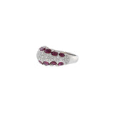 Estate 18KT White Gold Ruby And Pave Diamond Ring