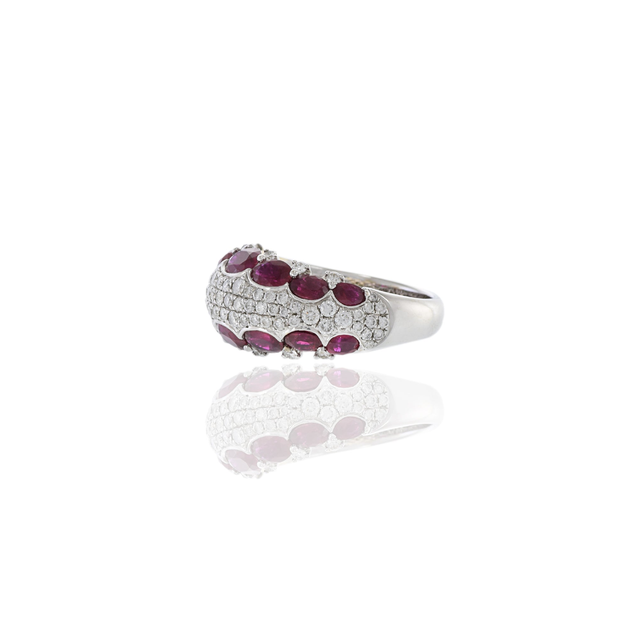 Estate 18KT White Gold Ruby And Pave Diamond Ring