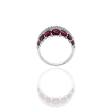 Estate 18KT White Gold Ruby And Pave Diamond Ring