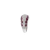 Estate 18KT White Gold Ruby And Pave Diamond Ring