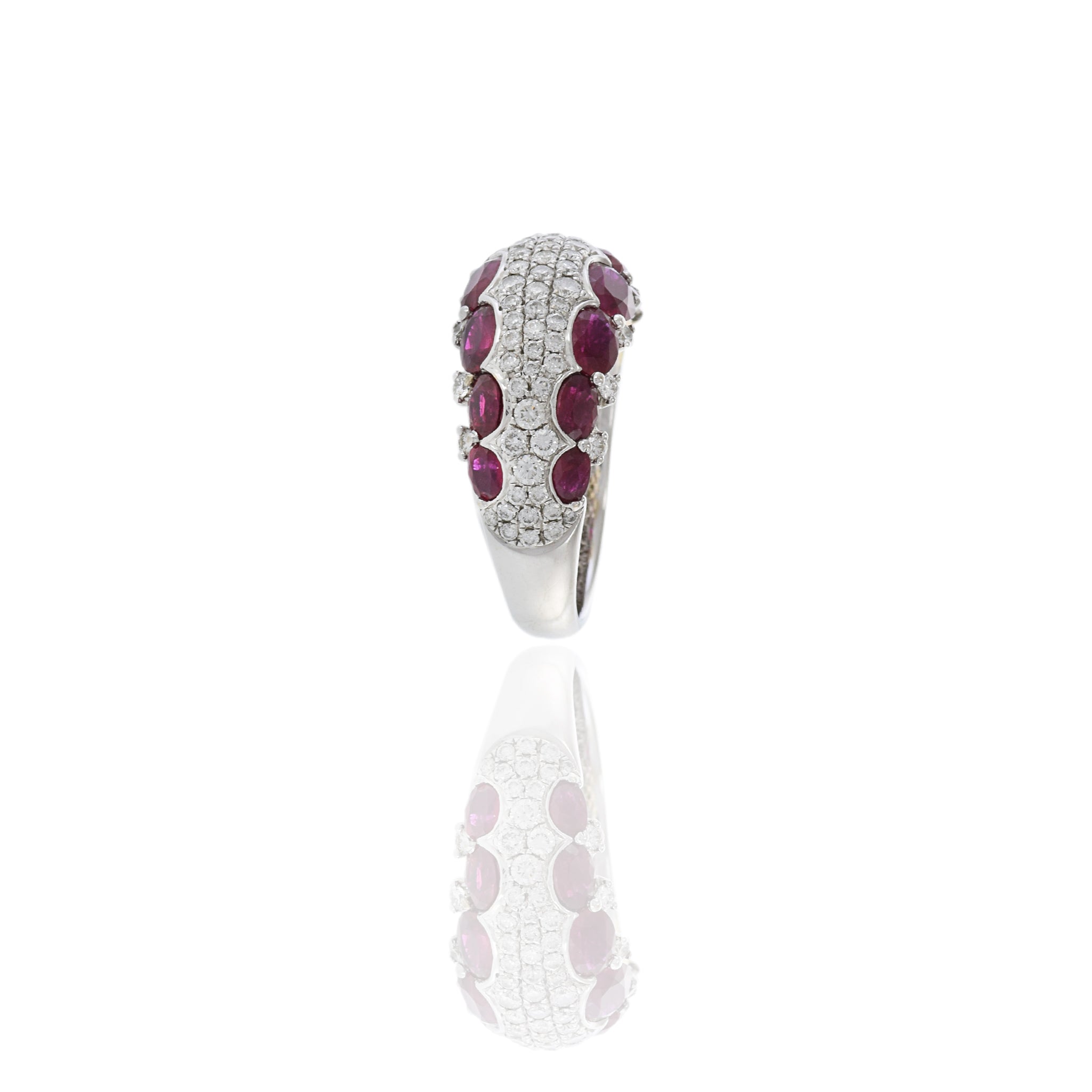 Estate 18KT White Gold Ruby And Pave Diamond Ring