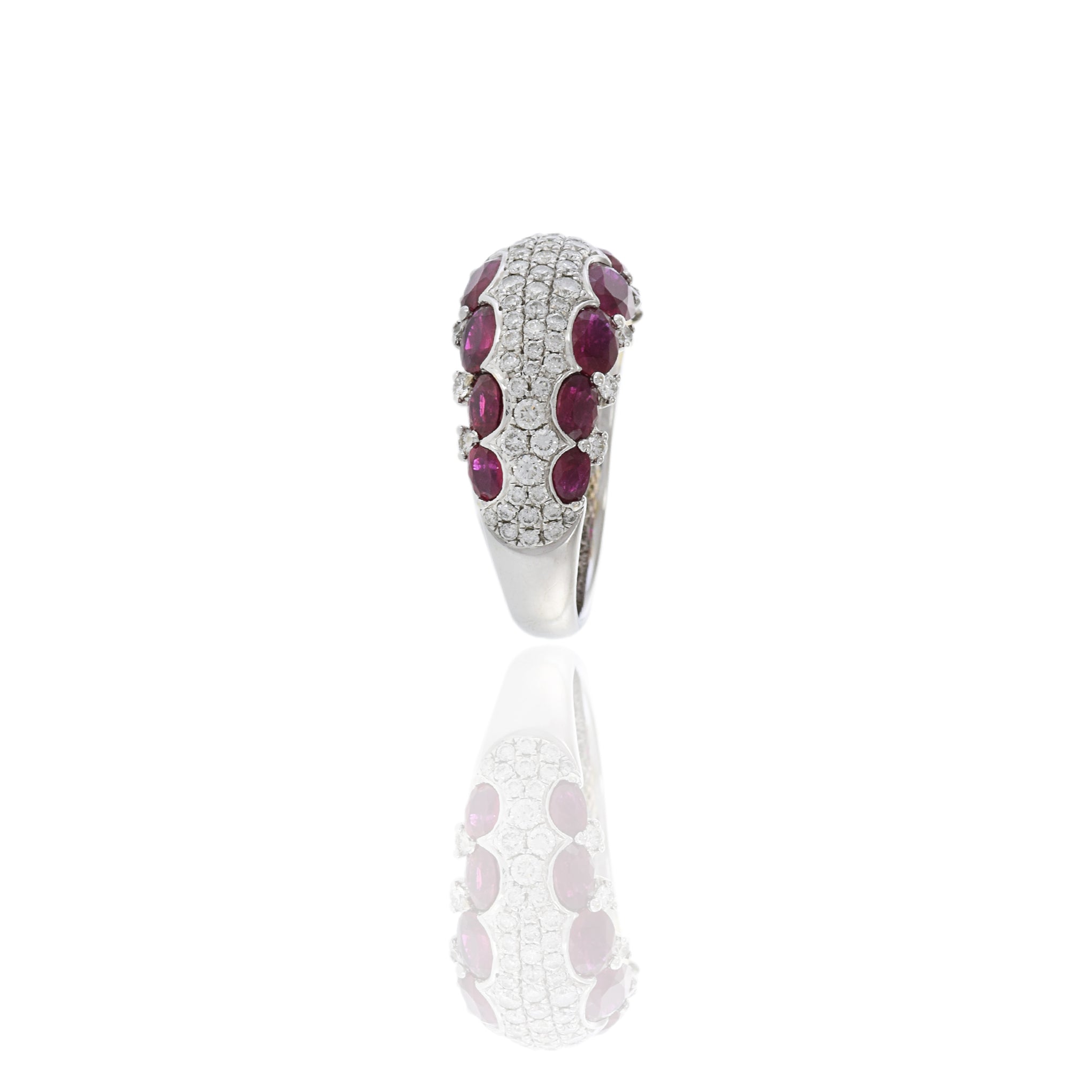 Estate 18KT White Gold Ruby And Pave Diamond Ring