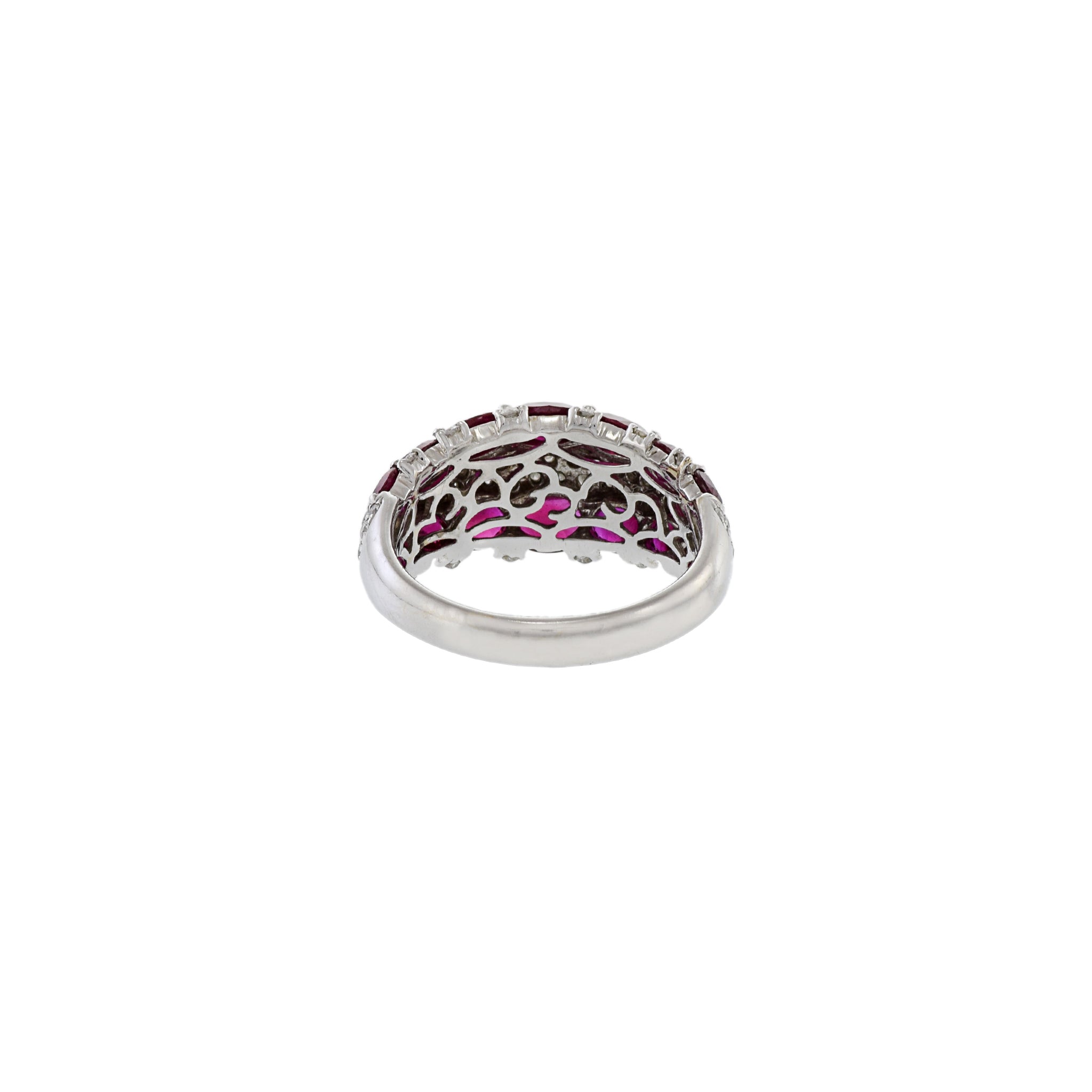 Estate 18KT White Gold Ruby And Pave Diamond Ring