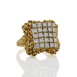 Vintage Retro Era 18KT Yellow Gold Diamond Cocktail Ring