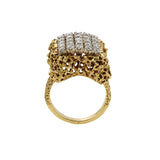 Vintage Retro Era 18KT Yellow Gold Diamond Cocktail Ring