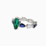 18KT White Gold Emerald and Sapphire Diamond Ring