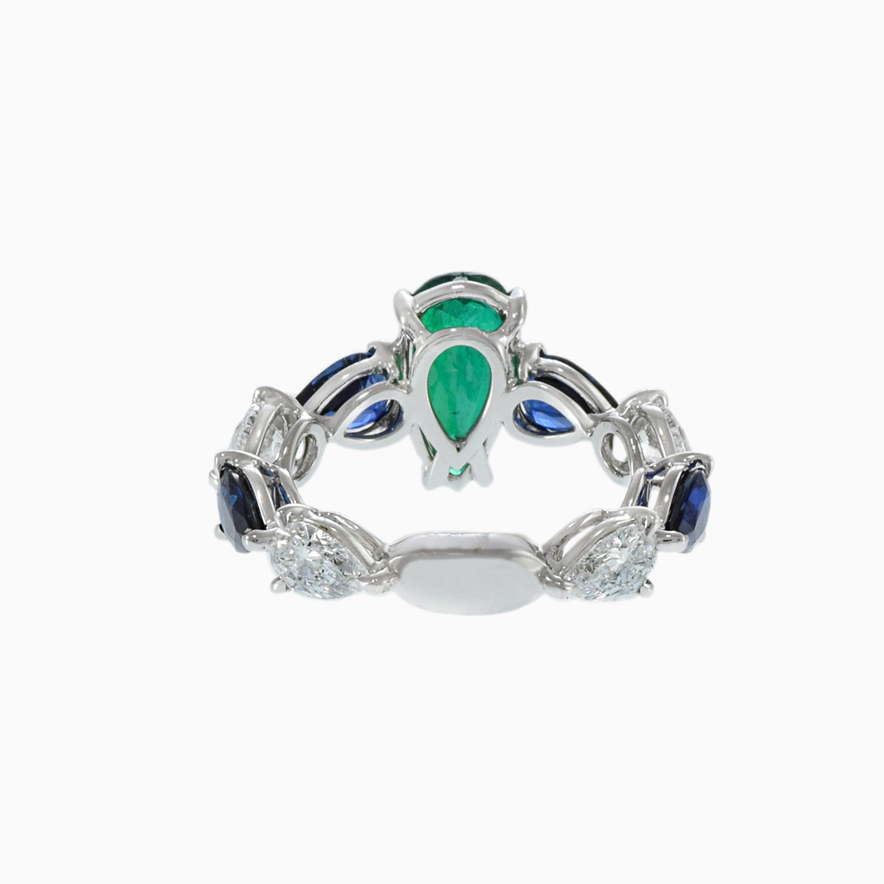 18KT White Gold Emerald and Sapphire Diamond Ring