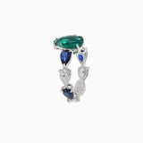 18KT White Gold Emerald and Sapphire Diamond Ring