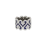 18KT White Gold Blue Enamel And Diamond Ring