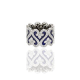 18KT White Gold Blue Enamel And Diamond Ring