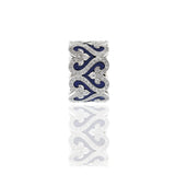 18KT White Gold Blue Enamel And Diamond Ring