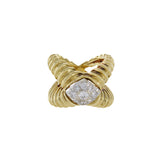 Estate 1970s 18KT Yellow Gold Diamond Crossover Wrap Ring