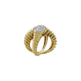 Estate 1970s 18KT Yellow Gold Diamond Crossover Wrap Ring