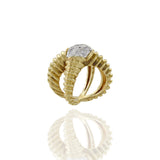 Estate 1970s 18KT Yellow Gold Diamond Crossover Wrap Ring