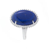 18KT White Gold Lapis Lazuli and Diamond Ring