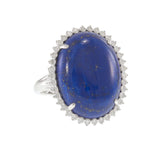 18KT White Gold Lapis Lazuli and Diamond Ring