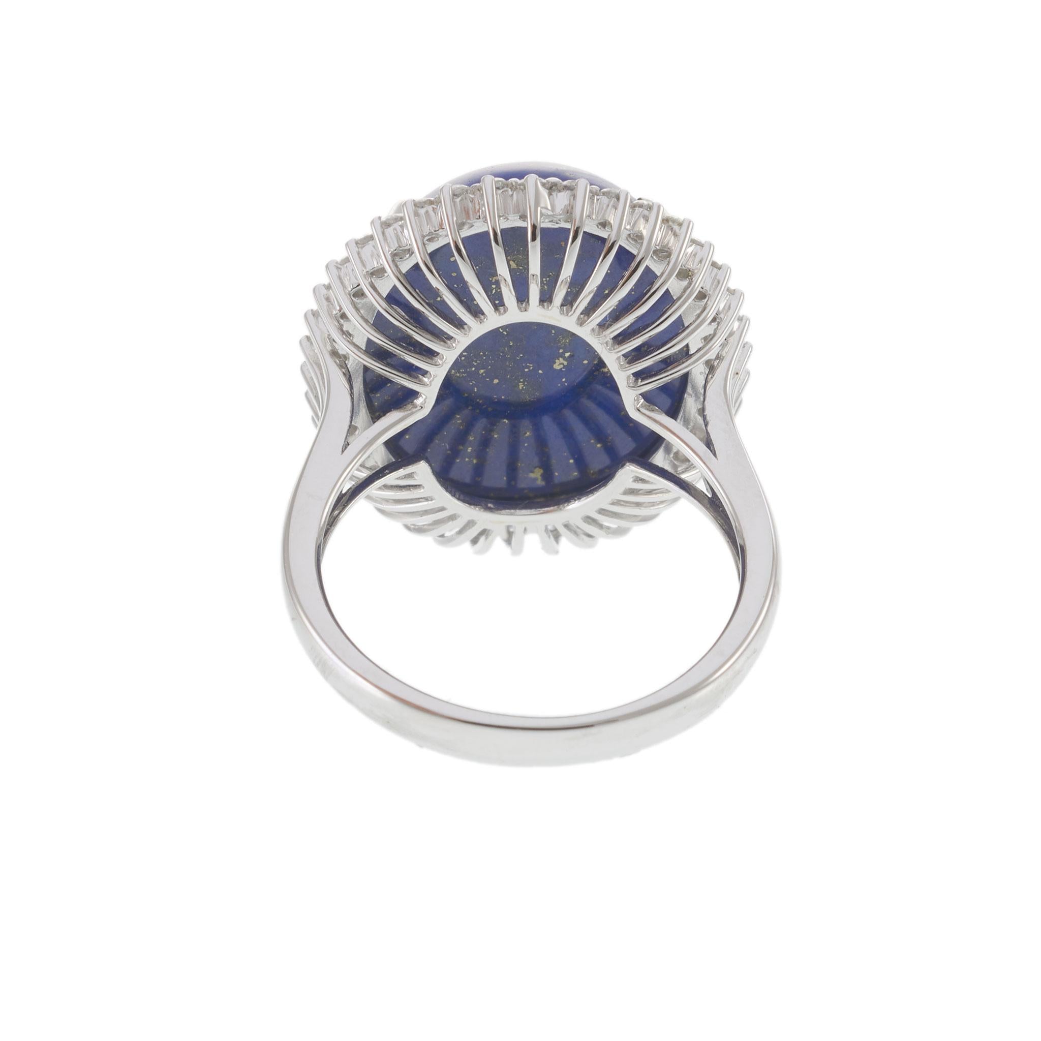 18KT White Gold Lapis Lazuli and Diamond Ring