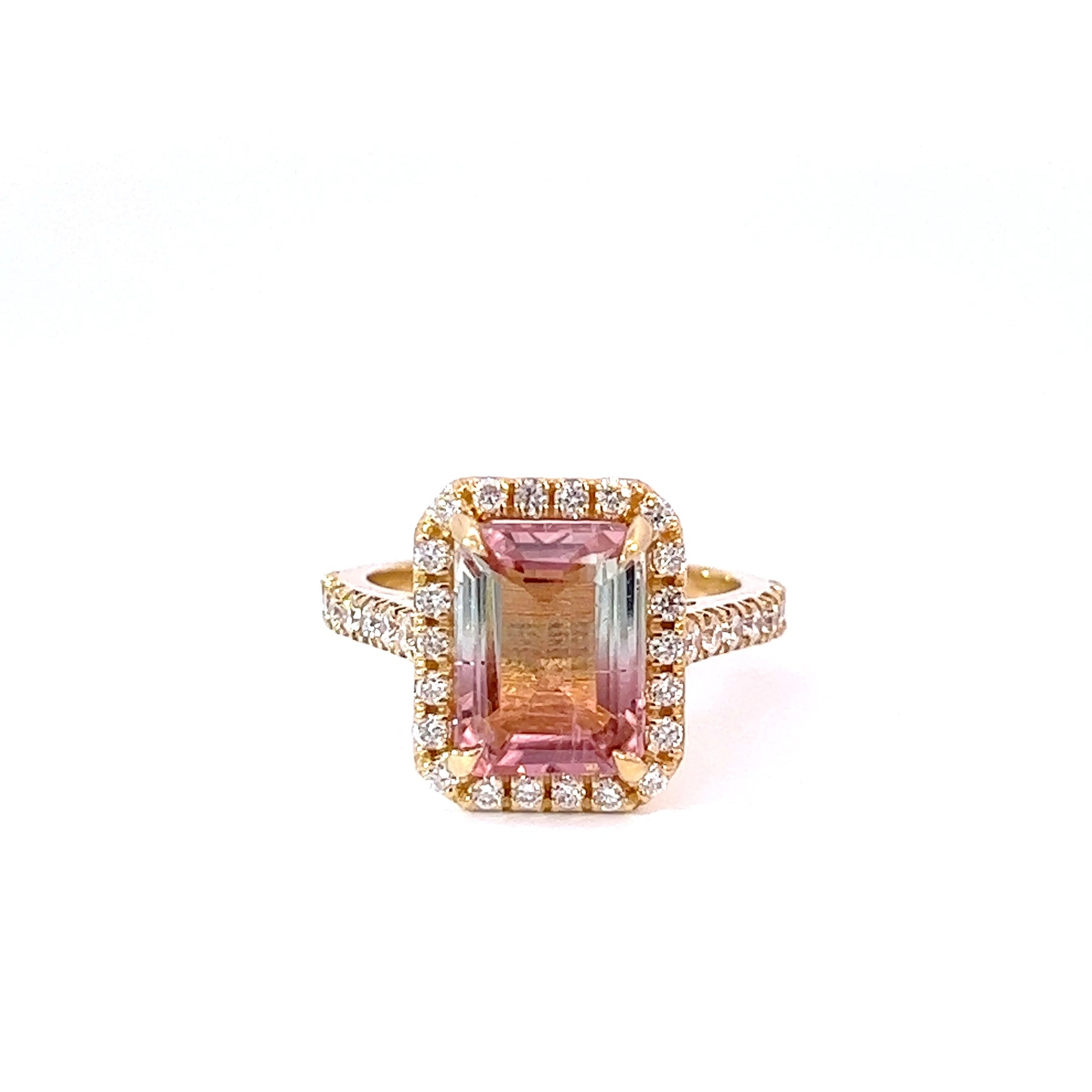 18KT Bi-Color Gold Tourmaline And Diamond Cocktail Ring