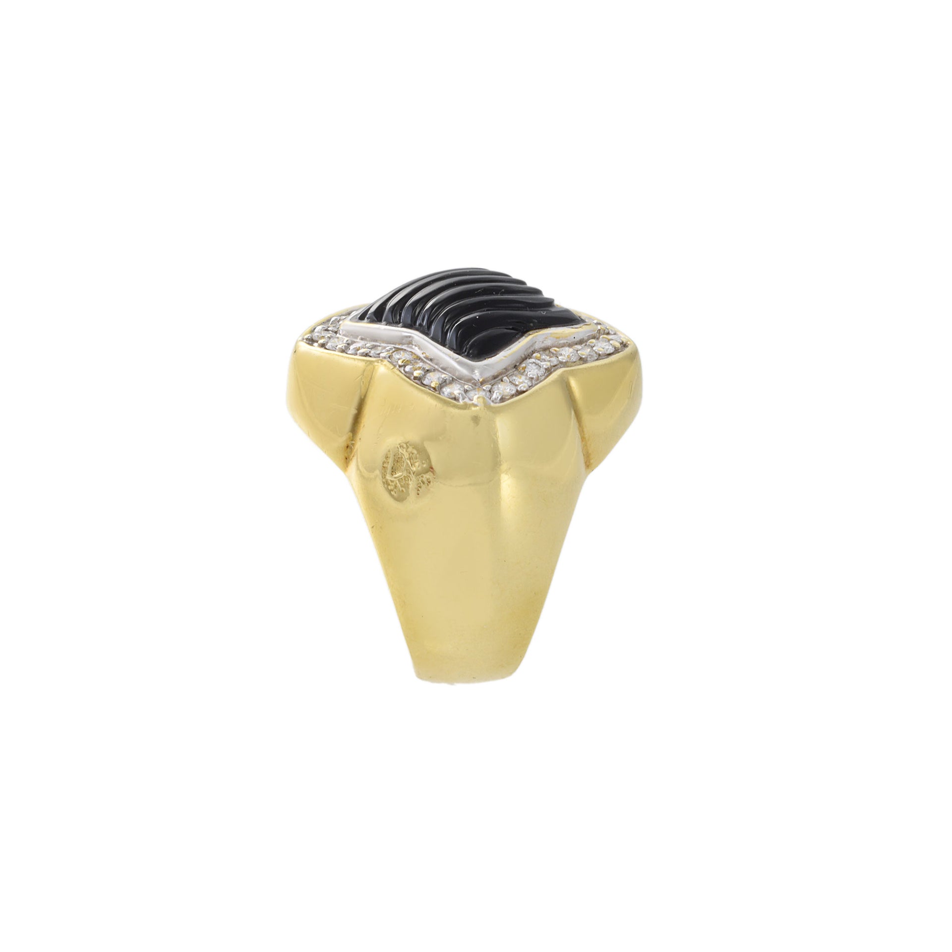 Vintage 18KT Yellow Gold David Yurman Black Onyx And Diamond Ring