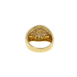 18KT Yellow Gold 1970s Italian Dome Ring with Scattered Diamonds