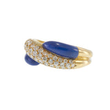 18KT Yellow Gold Lapis Lazuli and Diamond Crossover Ring