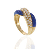 18KT Yellow Gold Lapis Lazuli and Diamond Crossover Ring
