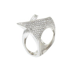 18KT White Gold Diamond Crossover Ring