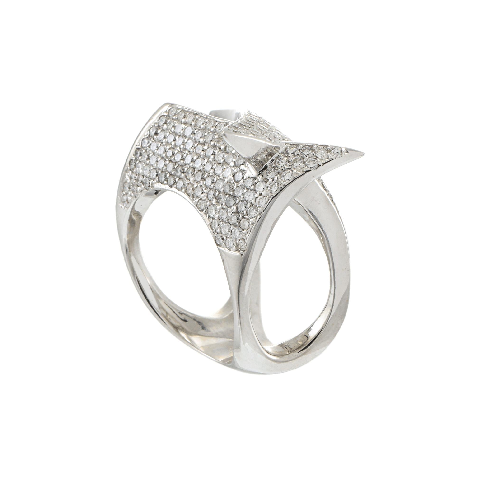 18KT White Gold Diamond Crossover Ring