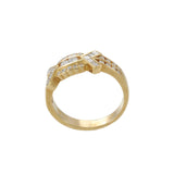 Estate 18KT Yellow Gold Round & Asscher Cut Diamond Ring