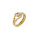 Vintage 1970s 18KT Yellow Gold Diamond Rope Ring