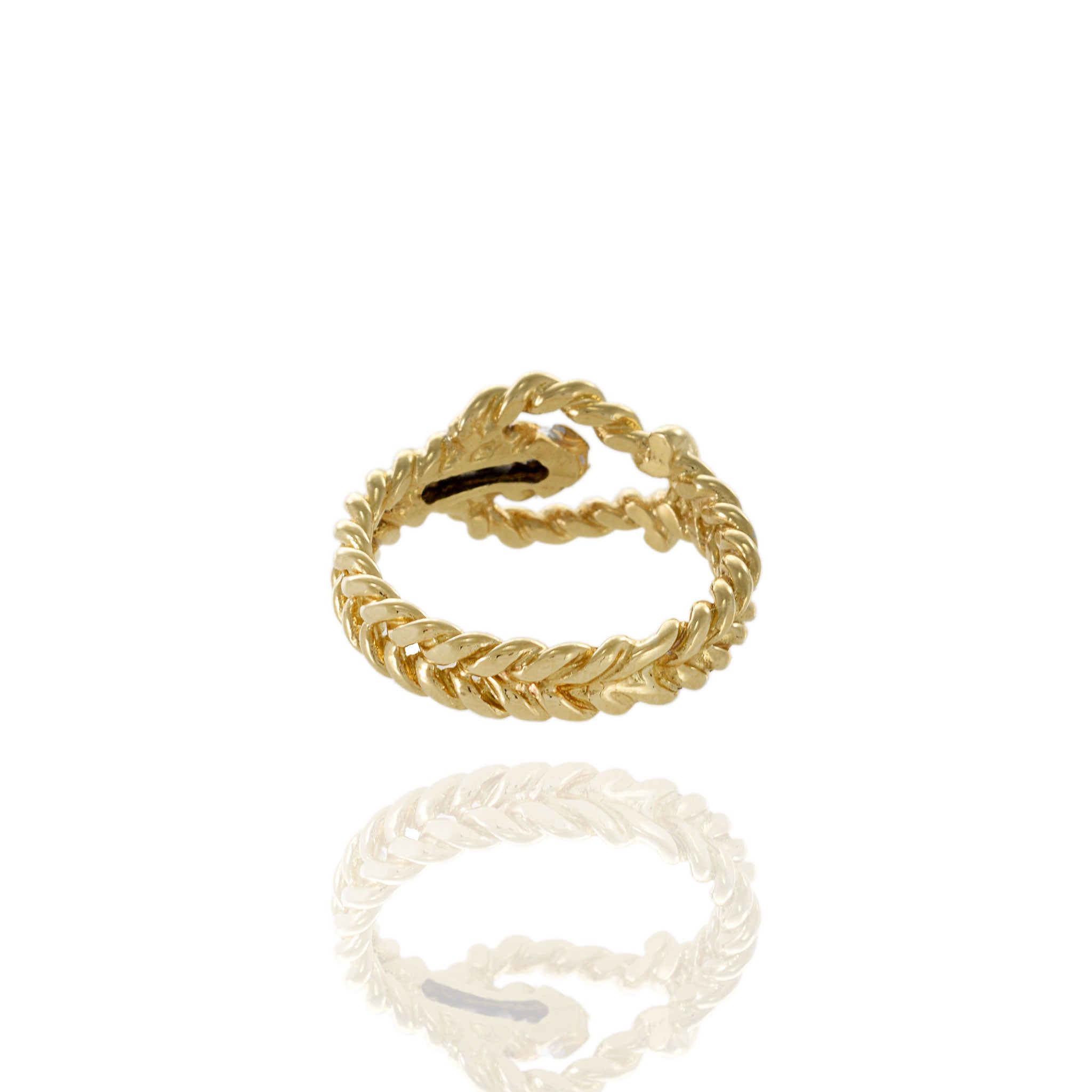 Vintage 1970s 18KT Yellow Gold Diamond Rope Ring