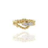 Vintage 1970s 18KT Yellow Gold Diamond Rope Ring