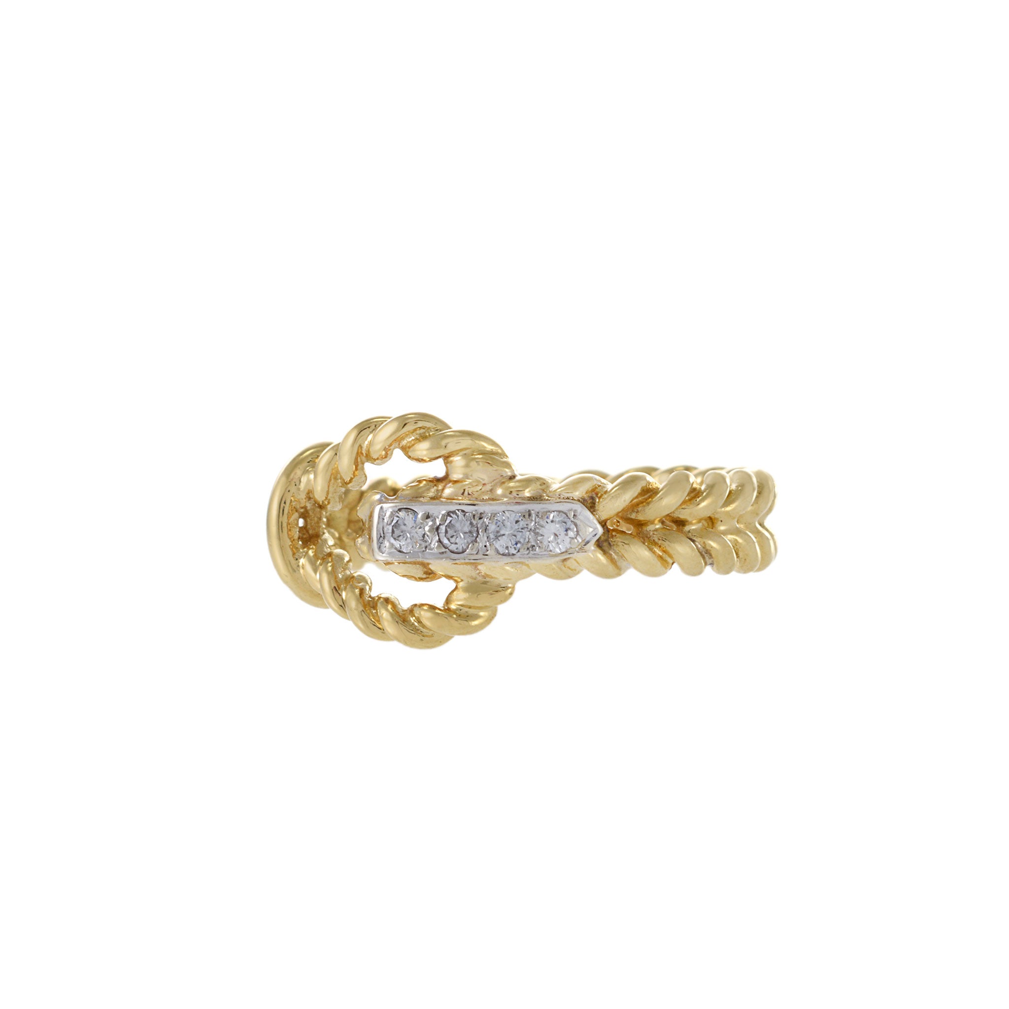 Vintage 1970s 18KT Yellow Gold Diamond Rope Ring