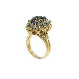 Vintage Retro Era 18KT Yellow Gold Emerald and Sapphire Ring