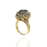 Vintage Retro Era 18KT Yellow Gold Emerald and Sapphire Ring